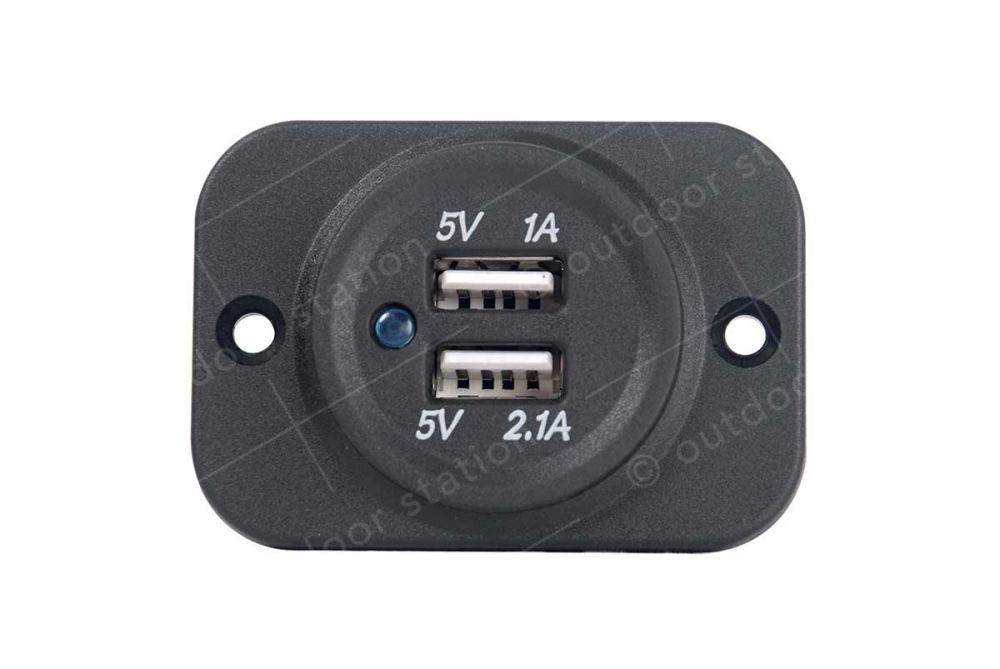 Two port USB built-in socket 12V with frame 1A - 2.1A