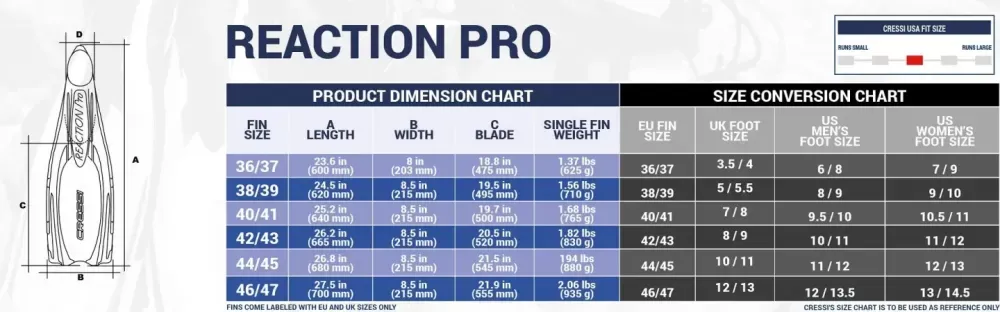 Full foot fins Cressi Sub Reaction Pro 40-41 black