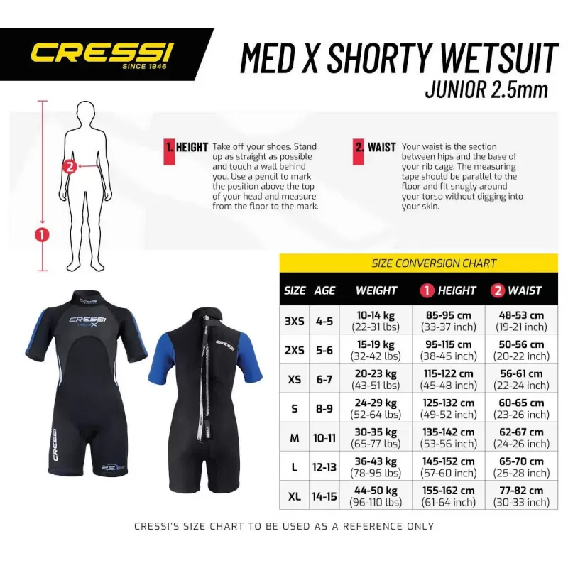 Wetsuit 2.5mm Cressi Sub Med X Shorty Junior M 10-11 years