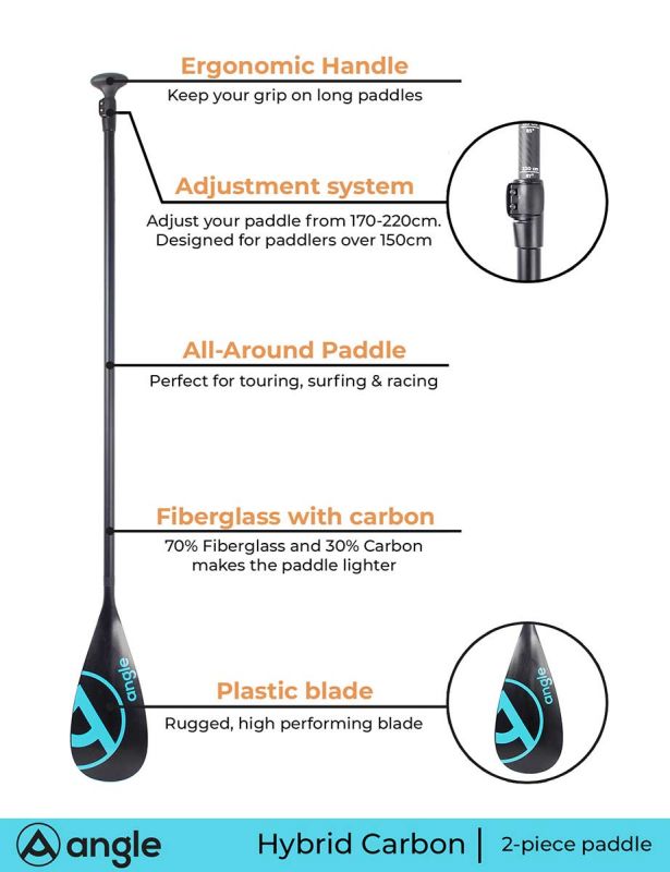 Angle sup paddle HYBRID carbon 6 2-piece