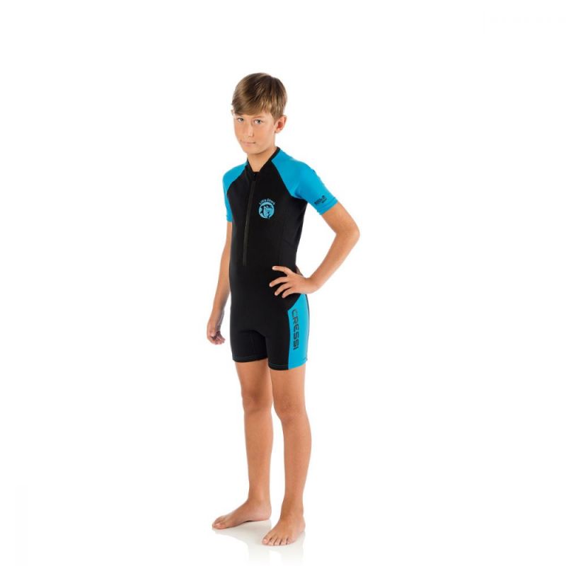 Cressi Little Shark 2mm shorty wetsuit blue 110-120cm