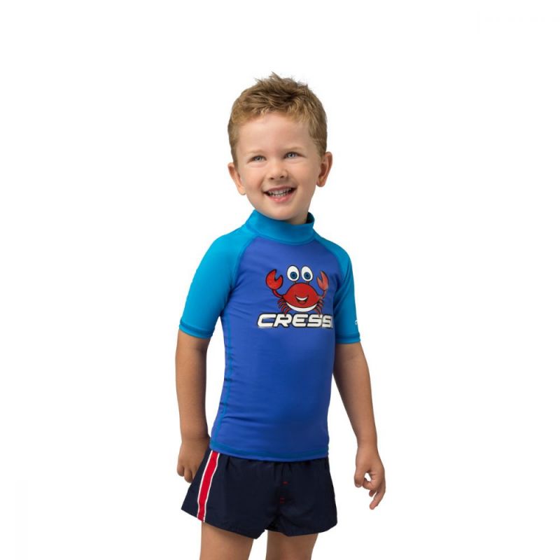Cressi rash guard Crabby for children - short sleeve 3-4 blue