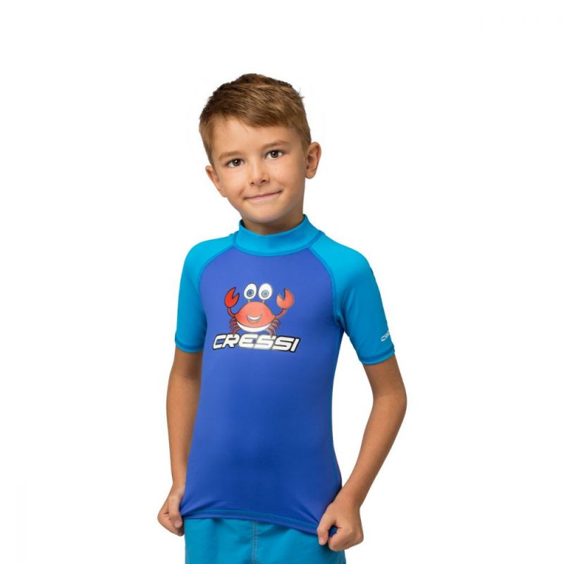 Cressi rash guard Crabby for children - short sleeve 3-4 blue