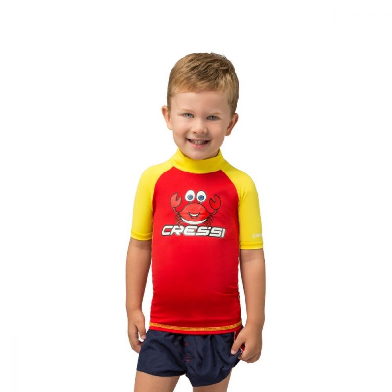 Cressi rash guard Crabby for children - short sleeve 3-4 red