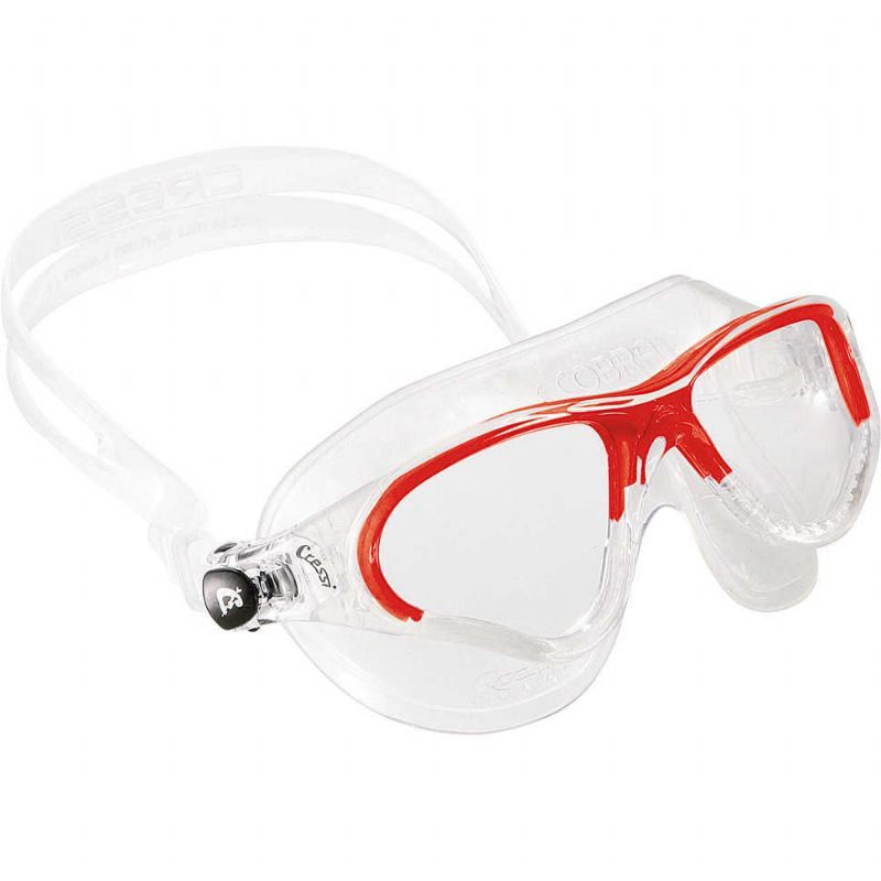 red swimming goggles
