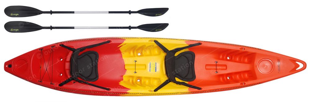 feelfree sit on top roamer 2 kayak with paddles and seats
