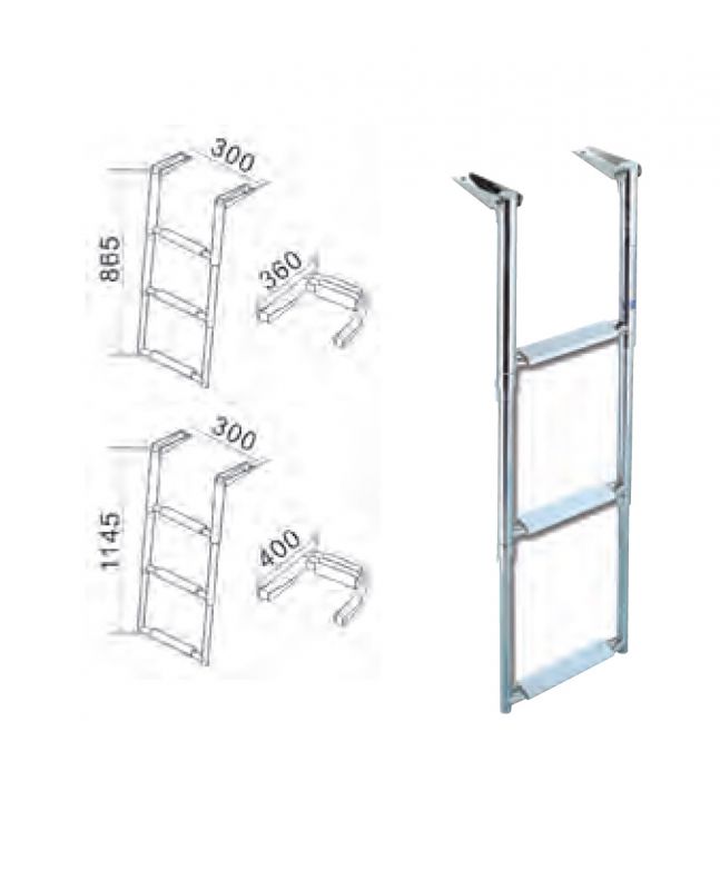 Four step stainless steel folding ladder for boat