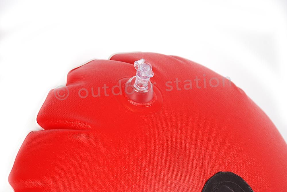 Inflatable red safety buoy for diving