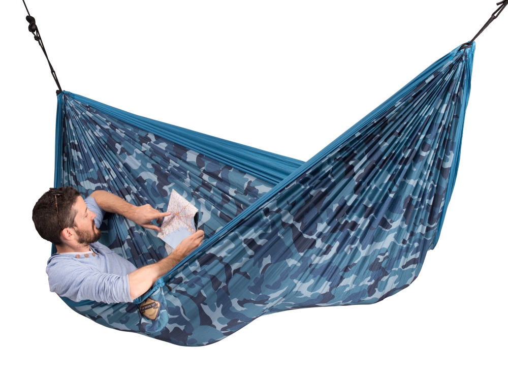 La Siesta travel hammock for two Colibri camo river