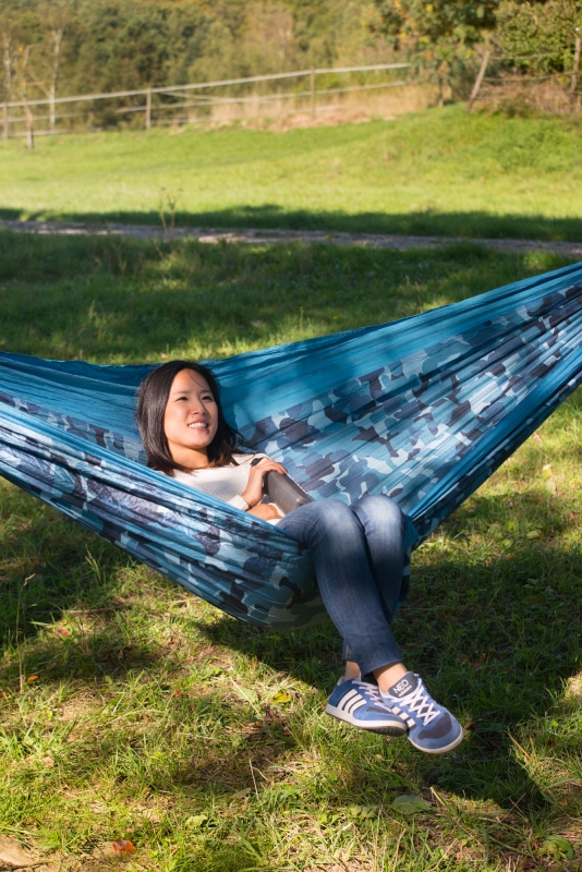 La Siesta travel hammock for two Colibri camo river