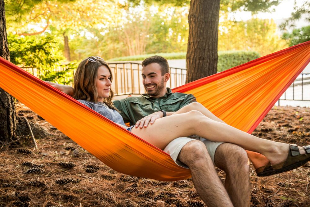 La Siesta travel hammock for two Colibri orange