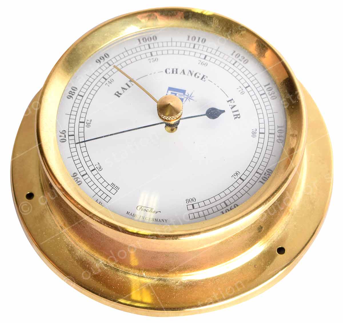 Brass thermometer and hygrometer