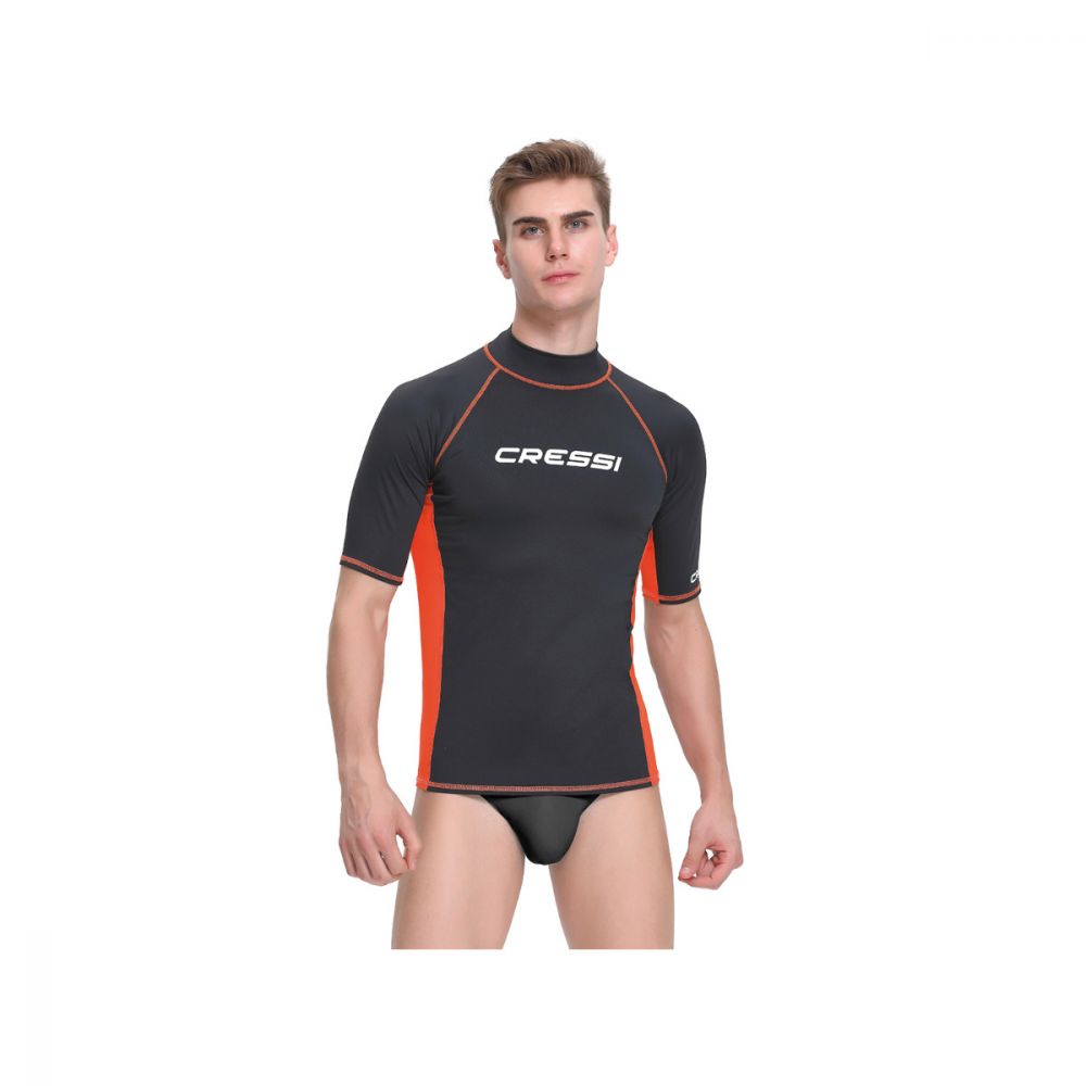 Cressi rash guard for men black/orange short sleeve L