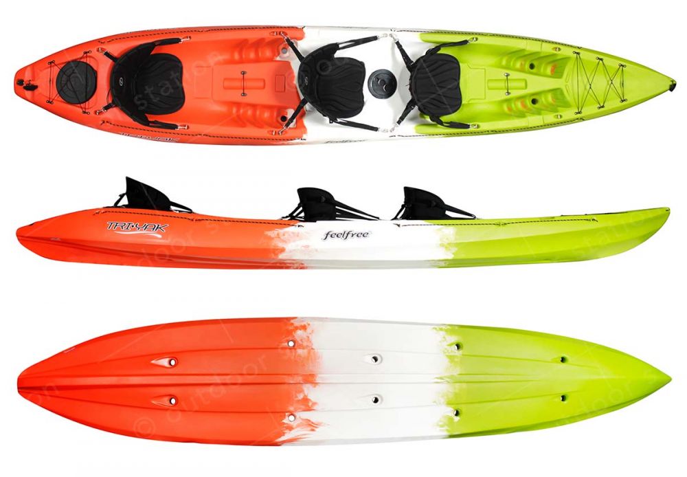 Recreational triple sit on top kayak Feelfree Triyak tropical