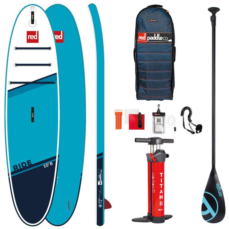 Red Paddle Co SUP board 10'6'' Ride Blue + Angle HYBRID carbon Paddle