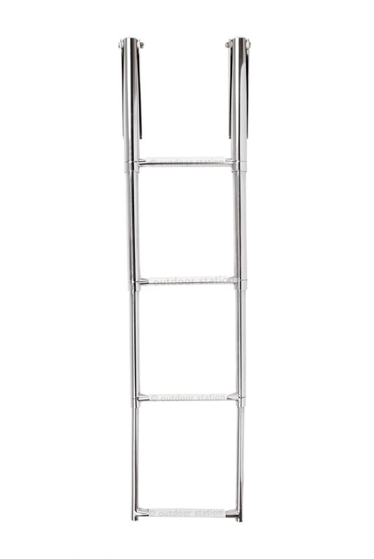 Three step stainless steel folding ladder for boat