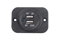 Two port USB built-in socket 12V with frame 1A - 2.1A