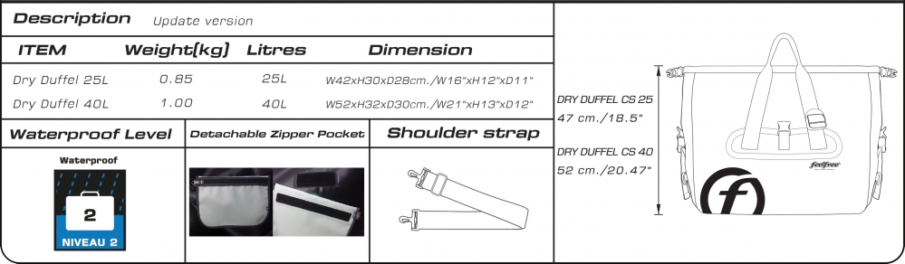 Waterproof travel bag Feelfree Dry Duffel 25L White